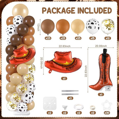Skylety 2 Sets Western Balloon Column Stand Kit Cowboy Brown Cow Print Balloon - Image 2