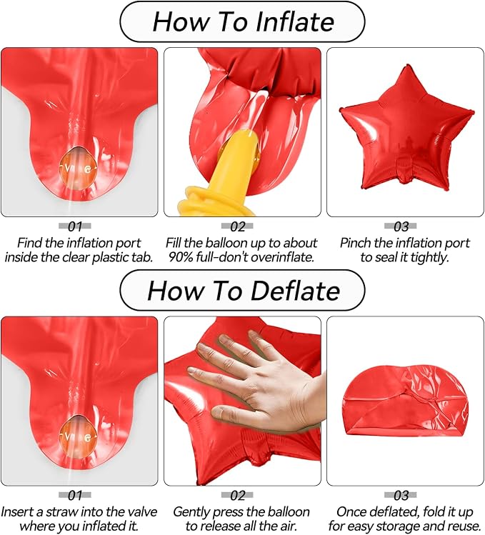 Red Black Silver Star Foil Balloons, 18 Inch Red and Black Stars Balloons - Image 9