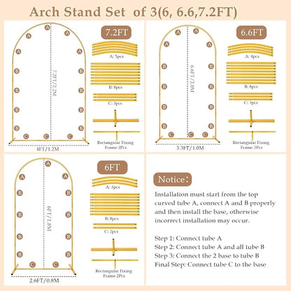3 Pack Metal Arch Backdrop Stand Balloon Arbor Frame | Arch Stands - Image 8