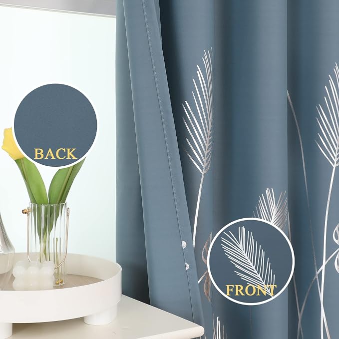 Stone Blue Blackout Curtains & Drapes 90 Inch Length 2 Panels Set - Image 3