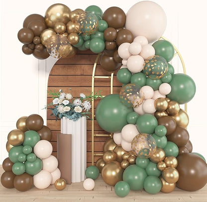 Amandir 153pcs Sage Green Brown Balloon Garland Arch Kit Different Sizes | 18 by Amandir