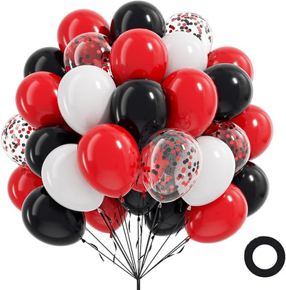 60pcs Red and Black Balloons by BAUANOOY