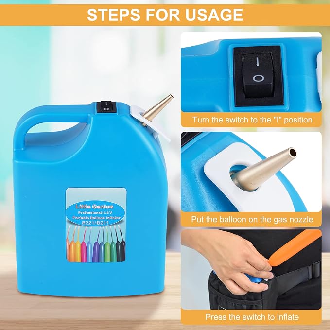 Electric Balloon Inflator Rechargeable, 2 Nozzles, - Image 3