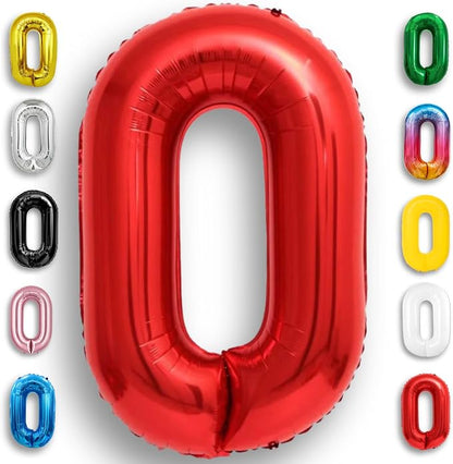 Red Number Balloon 0 Mylar Foil Balloons 40 inch by Unknown