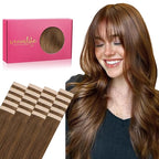 WENNALIFE Tape in Hair Extensions Human Hair, 20pcs 50g 20 inch Light Auburn Brown Remy Hair Extensions Straight Human Hair Tape in Extensions Skin Weft Tape Extensions Human Hair