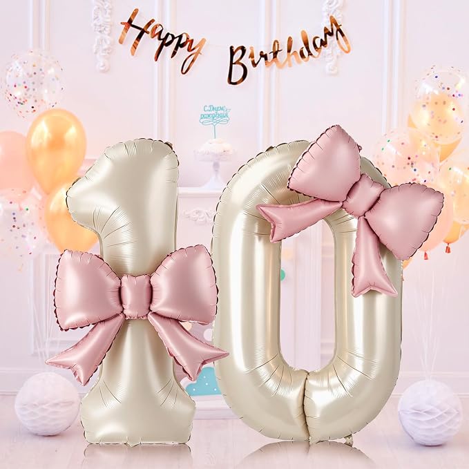 40 Inch Cream Number 0 Balloon - Image 7