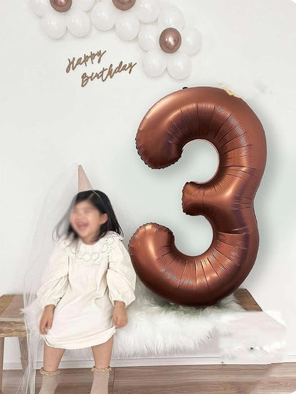 Number 3 Balloons 40 Inch Coffee Brown Balloon - Image 3