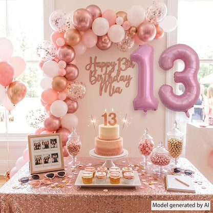 Pearlescent Pink Number 13 Balloon 40 Inch, Shiny Foil - Image 3