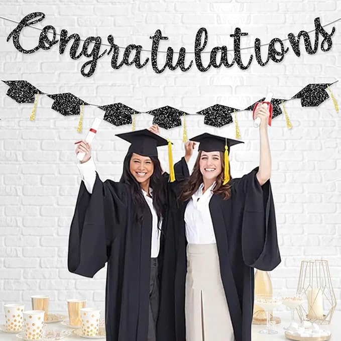 Pre Strung Congratulations Decorations Banner Graduation Class of 2026 Black - Image 4