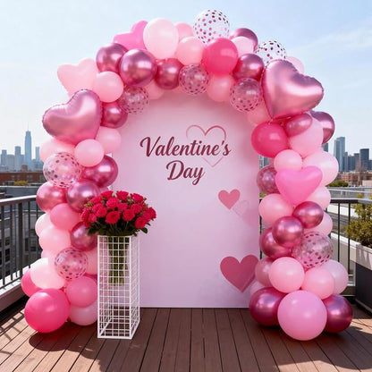 Pink Balloons, 12 Inch Metallic Hot Pink Magenta Pink Heart Balloons - Image 6