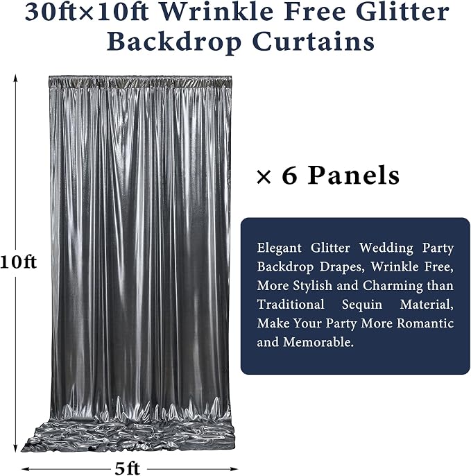 Outpain Thick 30 ft x 10 ft Black Sequin Backdrop Curtain - Image 8