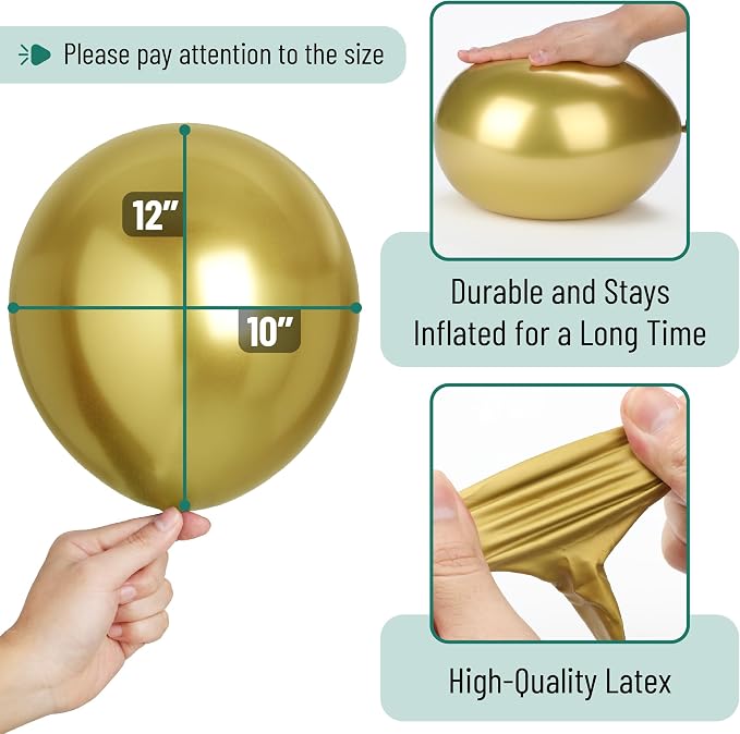Mr. Pen- Gold Confetti Balloons, 12 Inch, 54 Pack | Latex Metallic Gold Balloons - Image 3