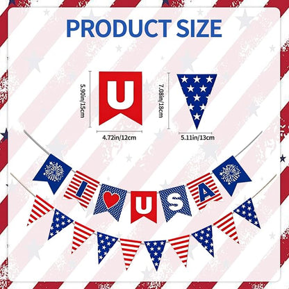Patriotic Banner 4th of July Decorations, Stars and Stripes Flag Bunting - Image 2
