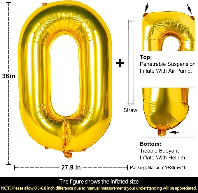 Lovoir 40 Inch Large Gold Letter O Balloons Big Size Jumbo Mylar Foil Helium - Image 2