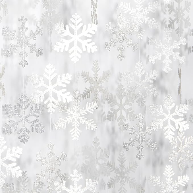 Snowflake Snow White-Silver Christmas Party-Decorations Garland by Panduola