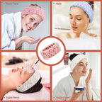 Chuangdi 3 Pieces Spa Headband for Women Facial Makeup Headband Soft Terry Cloth Hairband for Washing Face Mask Spa Shower Gifts(Blue, Pink, White)
