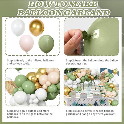 Sage Green Balloon Arch Kit 97Pcs Avocado Green Gold Balloons Garland Kit - Image 3