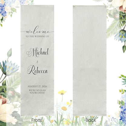 Custom Fabric Wedding Welcome Sign, Personalized Soft Cotton Linen Wedding Sign - Image 6