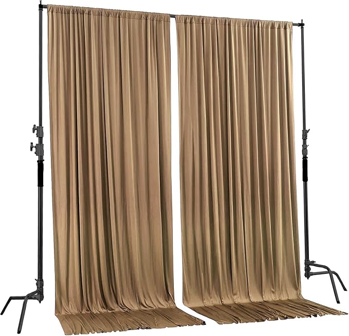 AK TRADING CO. 10 feet x 10 feet Beige Polyester Backdrop Drapes Curtains Panels - Image 2