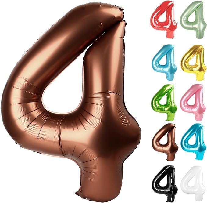 Coffee Brown Number 4 Balloon 40 Inch by IWERP