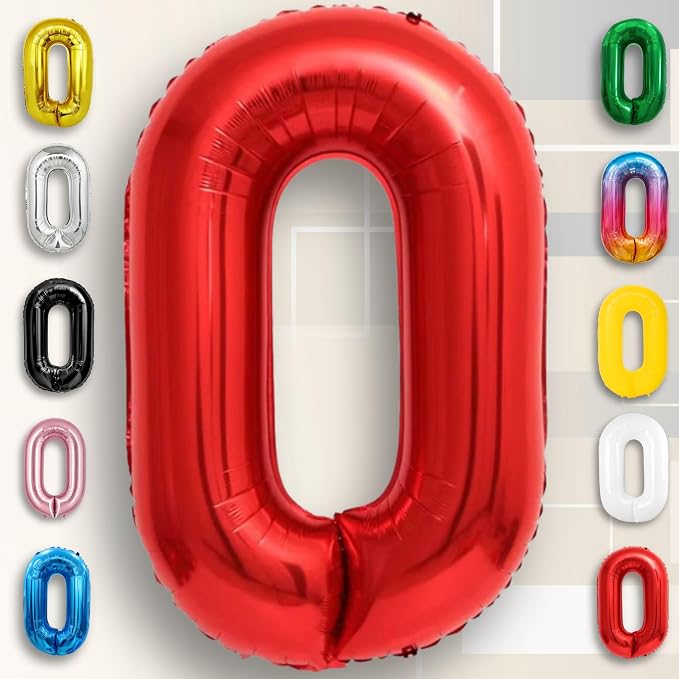 Red Number Balloon 0 Mylar Foil Balloons 40 inch - Image 2