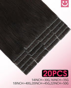Youngsmile Injection Tape in Hair Extensions Human Hair, #2 Dark Brown Invisi Edge Tape ins, 20pcs 35g, 16 Inch Injected Tape in Extensions Straight Human Hair Remy Seamless Tape ins (#2,16'')