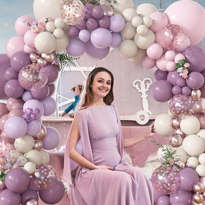 Amandir 173Pcs Dusty Purple Balloon Arch Garland Kit | Double-stuffed Pink - Image 5