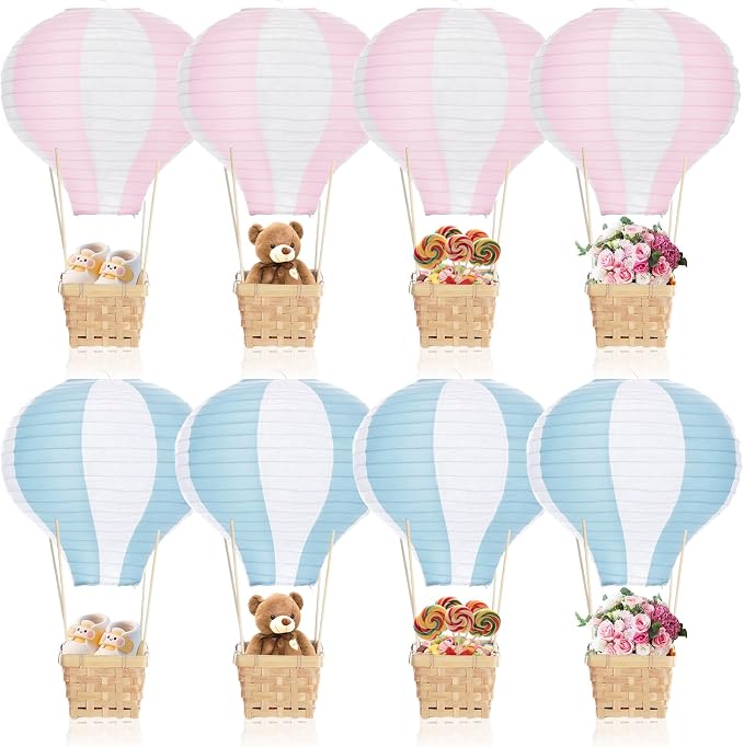 Meooeck 8 Sets Hot Air Balloon Tables Centerpieces, 11.8'' Paper Lantern Party - Image 7