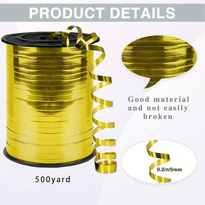 500 Yards Curling Ribbon, 1/5 Inch Shiny Gold Ribbon, Balloon String, Party - Image 2