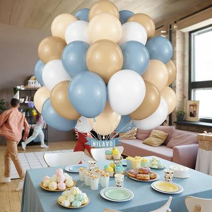 Dusty Blue White Balloons 60 Pcs Dusty Blue White Sand Balloons 12 Inch Neutral - Image 8
