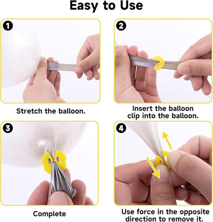 jijAcraft Yellow Ballon Clips 100PCS, Tie-Free Balloon Clips - Image 3
