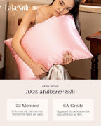 Oriental Lakeside® 100% Pure 22 Momme Mulberry Silk Pillowcase with Hidden Zipper - Nighttime Skincare & Hair Care Hydrating Pillow Cover
