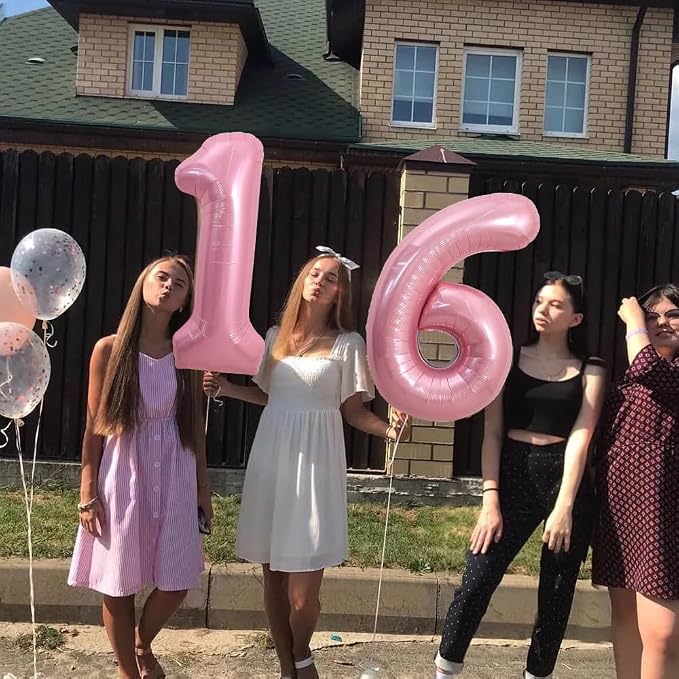 TONIFUL 40 Inch Pink Number 16 Balloon Large Foil 16th Birthday Decorations | - Image 3