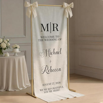 Custom Fabric Wedding Welcome Sign, Personalized Soft Cotton Linen Wedding Sign - Image 3