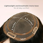 Katalaeya Hair 100% Human Hair Topper - Aurora Crown Double-Drawn Remy Clip-In Mono Base Top Piece for Women with Thinning Hair, Alopecia & Chemo Hair Loss (4)