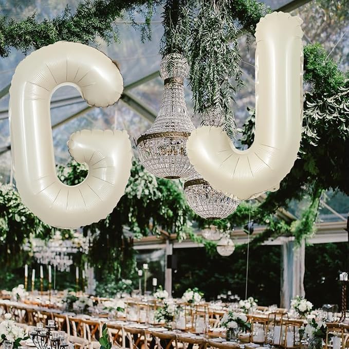 TONIFUL 40 Inch Large Cream White Letter J Balloons Giant Alphabet Letter - Image 4