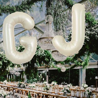 TONIFUL 40 Inch Large Cream White Letter J Balloons Giant Alphabet Letter - Image 4