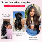 ALXNAN Long Wavy Hair Extensions for Women, Clip in Hair Extensions Clip Ins Soft Full Head Synthetic Hairpieces 20 Inch Grey/Sliver