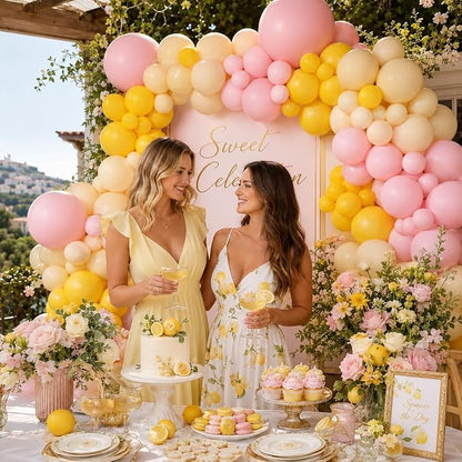 Pink and Yellow Balloon Arch, Lemon Balloon Garland Kit | Pastel Baby Pink - Image 6