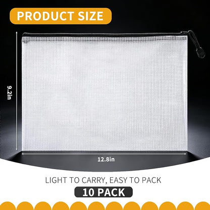 10 Pack Mesh Zipper Balloon Storage Bags, A4 Size Reusable Waterproof Plastic - Image 6