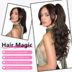 ALXNAN Claw Long Wavy Ponytail Extension,24 Inch Curly Pony Tail Clip in Hair Extensions for Women,Dark Chocolate Brown Clip on Pony Tails Hair Extensions
