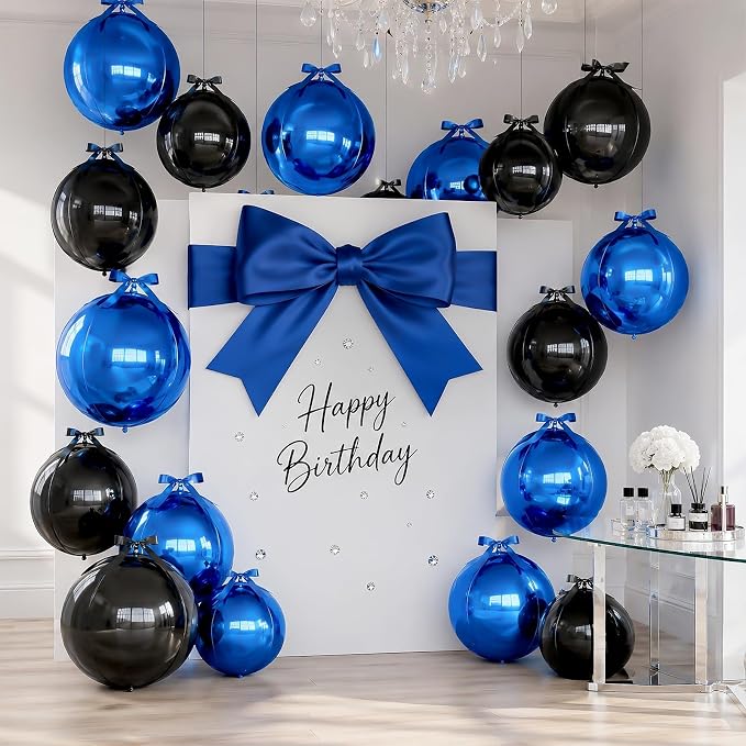 Black Blue Round Foil Balloons - Image 4