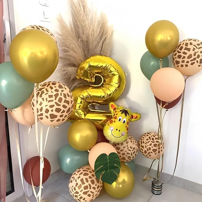 Giraffe Print Balloons Set, 12 Inch Safari Animal Deer Print Latex Balloons - Image 7