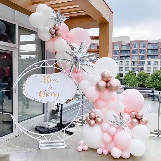 130-Pack 18/12/10/5 Inch Pastel Pink & White Balloon Garland Kit | Different - Image 4