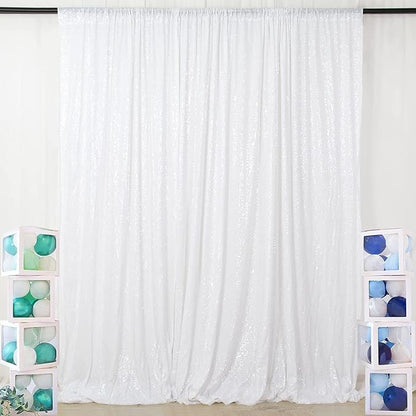 Poise3EHome White Sequin Backdrop, 10Ft x 10Ft Glitter Photography Background - Image 2