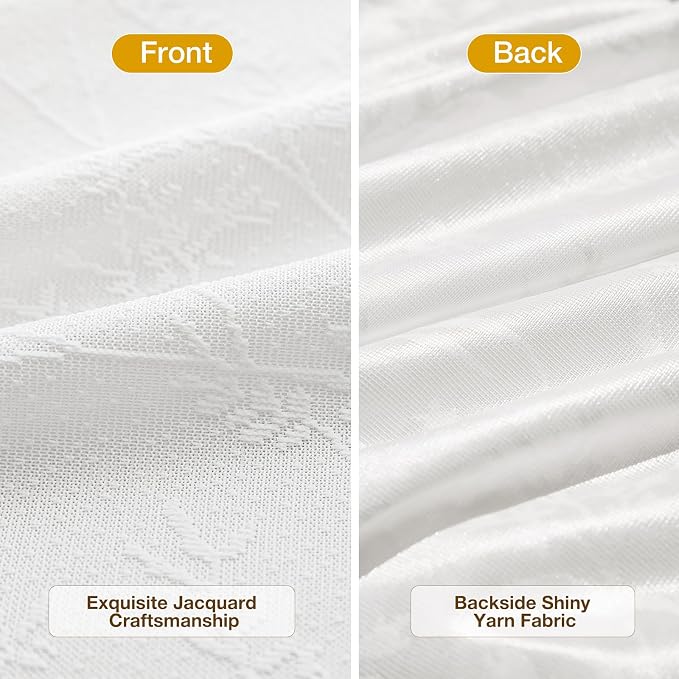 Anmao White Semi Sheer Light Filtering Short Curtains 45 Inches Long 2 Panels - Image 3