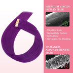 GOO GOO Tape in Hair Extensions Human Hair, Purple, 10inch 20g 10pcs, Colored Tape ins Human Hair Extensions, Silky&Soft Invisible Tape Ins, Hair Highlighted for Party