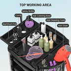 FreSup 6-Tier Salon Cart with Wheels, Stainless Steel Hair Salon Storage Tool Cart, Barber Station Trolley, Rolling Beauty Organizer for Hair Stylist, Makeup, Skincare, SPA, Tattoo （Upsized Tray）
