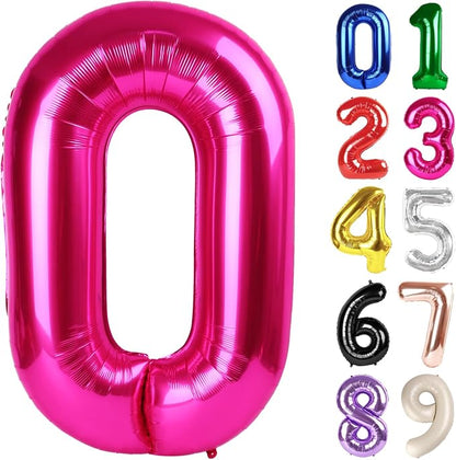 0 Balloon - Hot Pink Birthday Number Balloons, 40 Inch Party Decorations | Hot by ALPHADELTAPI