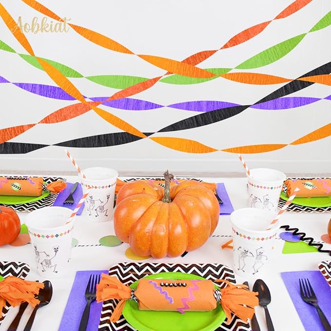 AOBKIAT Halloween Streamers Party Decorations, in Orange Purple Black Green | 5 - Image 6